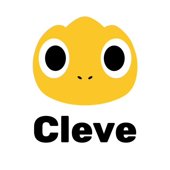 Square with Text - Square logo with Cleve wordmark Cleve logo square with text PNG wordmark brand identity